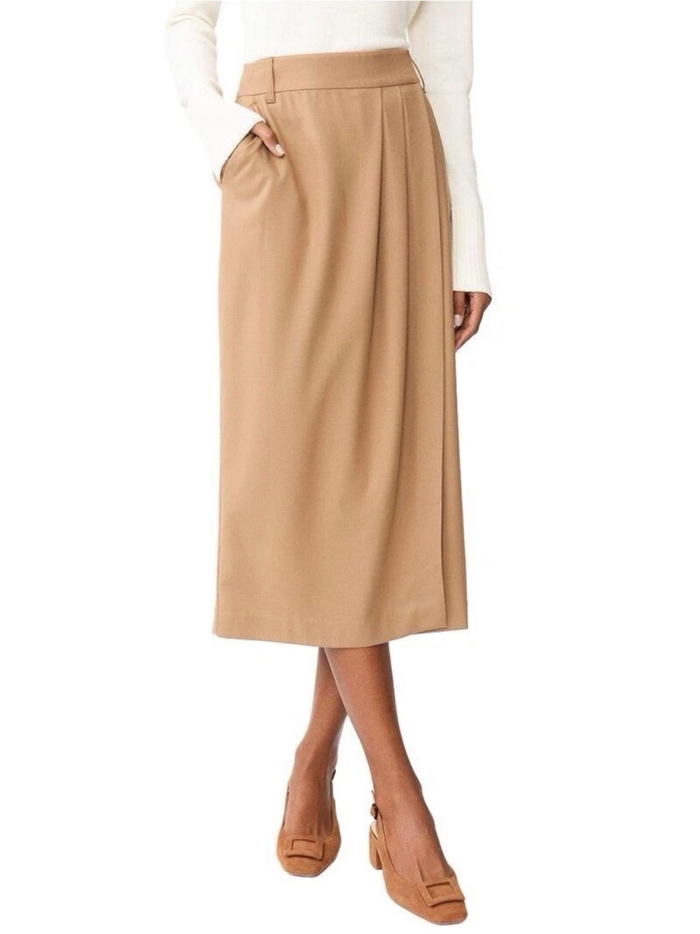 J. McLaughlin Carolina Khaki Tan Wrap Skirt